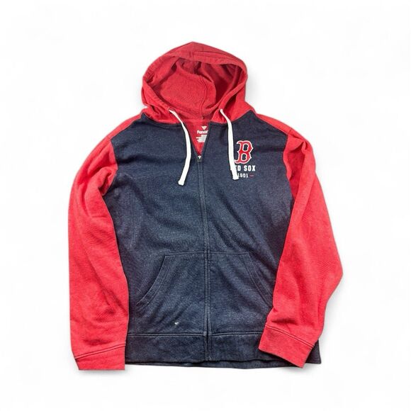 XL Fanatics Boston Red Sox Full Zip Hoodie Sweatshirt Red/Navy Blue Men's - Picture 12 of 12